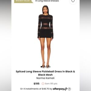 Revolve Norma Kamali Spliced Long Sleeve Pickleball Black Dress